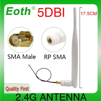 EOTH 1 2шт 2,4 g антенна 5dbi sma женский wlan wifi 2,4 ГГц антенна IPX ipex 1 SMA мужской удлинитель с косичкой iot модуль antena