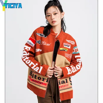 YICIYA куртка бомбер женская университетская новая верхняя одежда Куртки высокого качества y2k винтажная гоночная американская бейсбольная куртка оверсайз met