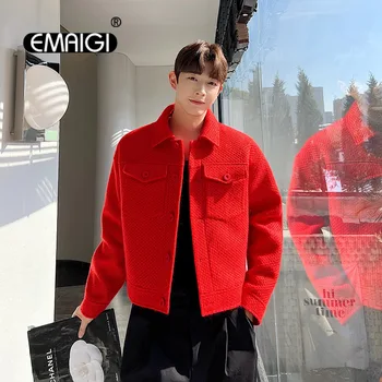 Мужская вязаная короткая куртка в корейском стиле, уличная одежда знаменитостей, модное свободное повседневное винтажное пальто, мужское пальто, верхняя одежда