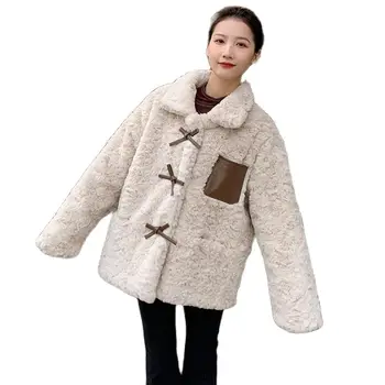Пальто из овечьей шерсти Женское Осенне-зимнее Короткое Модное С небольшим Ароматом Новая Корейская версия Свободный Топ из овечьей шерсти Tide